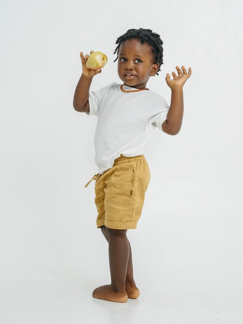 Boys organic shorts in Yellow