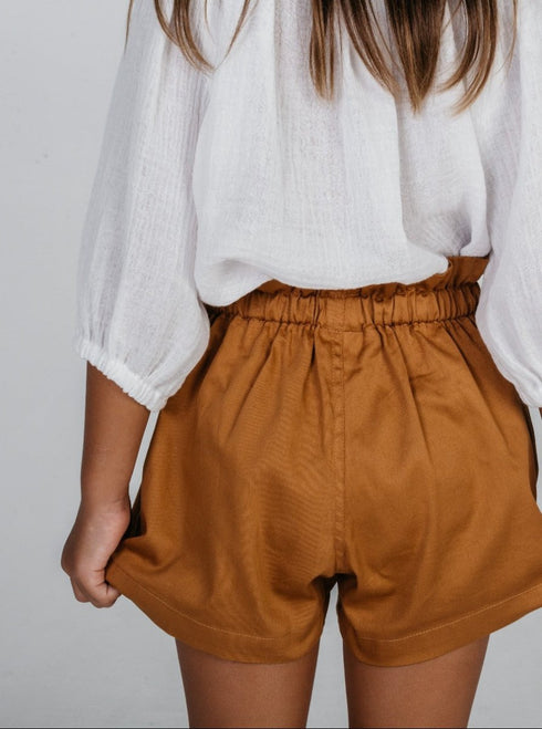Girls organic shorts in Brown