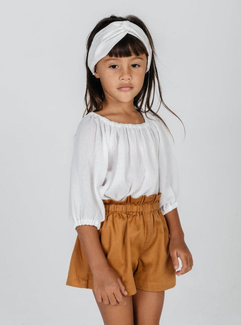 Girls organic shorts in Brown