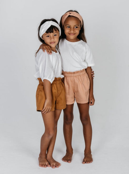 Girls organic shorts in Brown