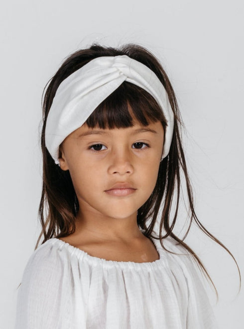 Hemp twisted headband in White